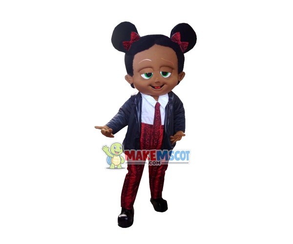 The Black Girl Boss Baby Mascot Costume The Black Girl Boss Baby Mascot Costume