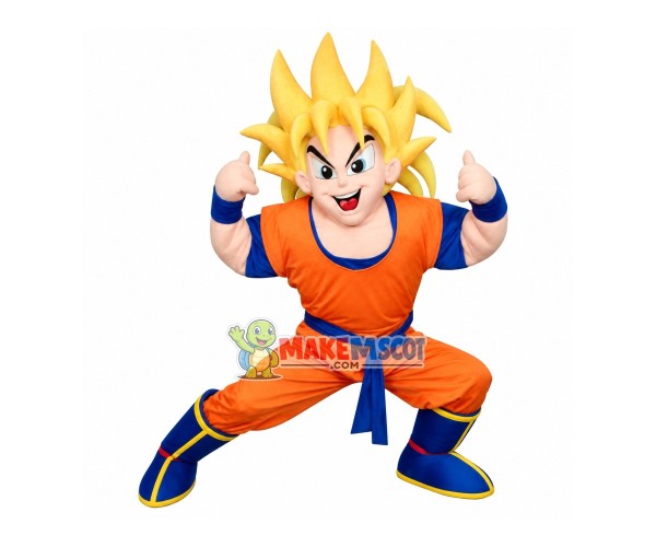 Power Blond Son Goku Cartoon Mascot Costume Power Blond Son Goku Cartoon Mascot Costume