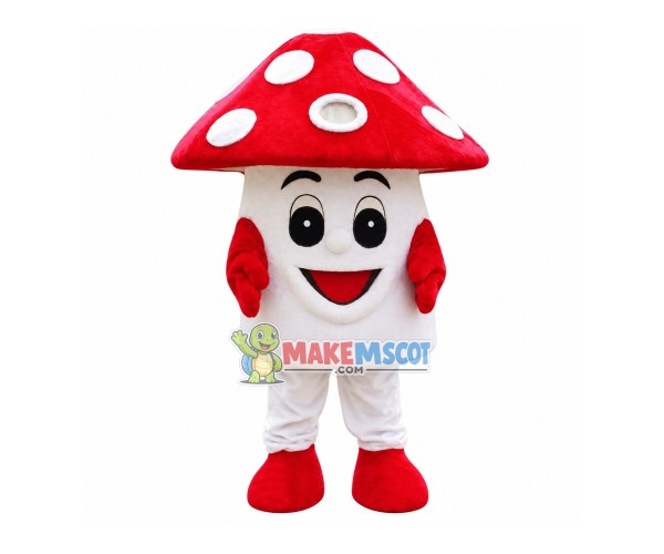 Bright Red Small Mushroom Mascot Costume Bright Red Small Mushroom Mascot Costume