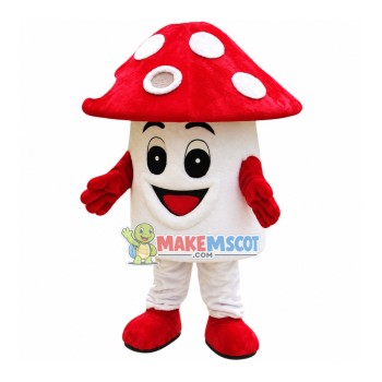 Bright Red Small Mushroom Mascot Costume Bright Red Small Mushroom Mascot Costume