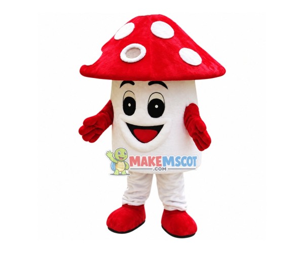 Bright Red Small Mushroom Mascot Costume Bright Red Small Mushroom Mascot Costume
