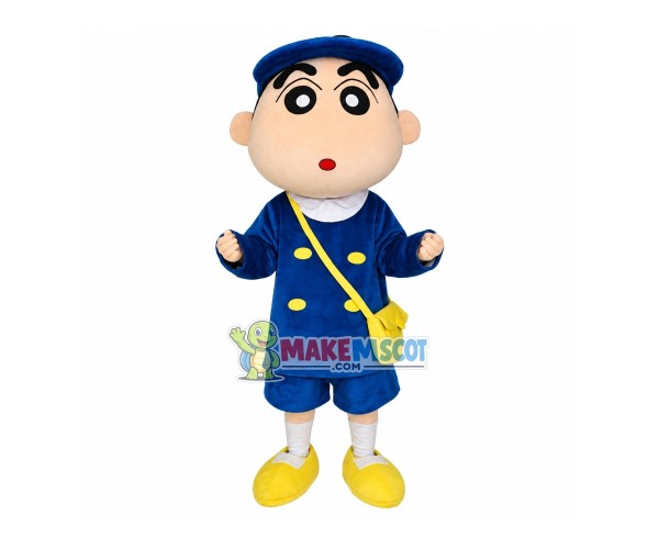 Blue Crayon Shin-chan With School Bag Mascot Costume Blue Crayon Shin-chan With School Bag Mascot Costume