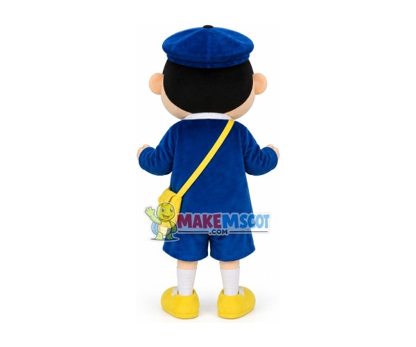 Blue Crayon Shin-chan With School Bag Mascot Costume Blue Crayon Shin-chan With School Bag Mascot Costume