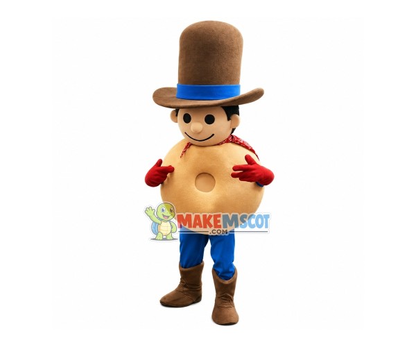 Bread Man With Top Hat Mascot Costume Bread Man With Top Hat Mascot Costume