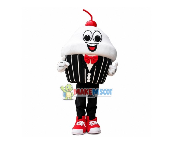 Sweet Creamy Cherry Cake Mascot Costume Sweet Creamy Cherry Cake Mascot Costume