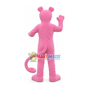 Pink Panther With Curled Tail Mascot Costume Pink Panther With Curled Tail Mascot Costume