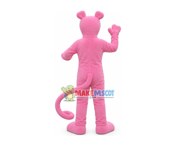 Pink Panther With Curled Tail Mascot Costume Pink Panther With Curled Tail Mascot Costume