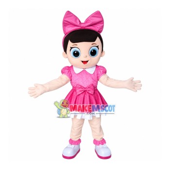 Little Girl With Big Bow Hair Band Mascot Costume Little Girl With Big Bow Hair Band Mascot Costume