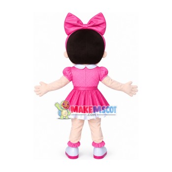 Little Girl With Big Bow Hair Band Mascot Costume Little Girl With Big Bow Hair Band Mascot Costume
