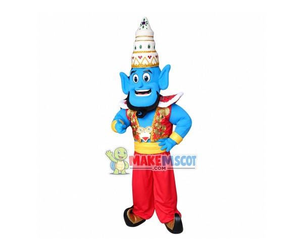 Aladdin Djinn Wearing Pagoda Hat Mascot Costume