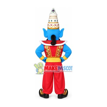 Aladdin Djinn Wearing Pagoda Hat Mascot Costume Aladdin Djinn Wearing Pagoda Hat Mascot Costume