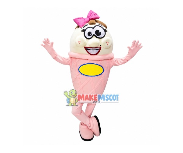 Lovable Strawberry Ice Cream Cone Mascot Costume