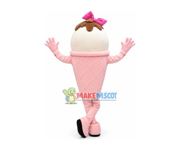 Lovable Strawberry Ice Cream Cone Mascot Costume Lovable Strawberry Ice Cream Cone Mascot Costume