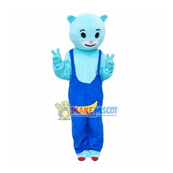 Light Blue Cute Poke Bear Mascot Costume Light Blue Cute Poke Bear Mascot Costume