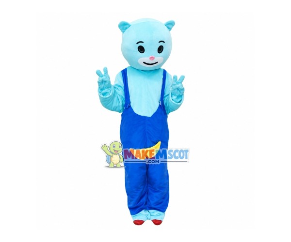 Light Blue Cute Poke Bear Mascot Costume Light Blue Cute Poke Bear Mascot Costume
