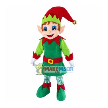 Smiling Christmas Elf Mascot Costume