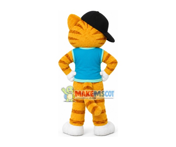 Thunder Cat Wearing Baseball Cap Mascot Costume Thunder Cat Wearing Baseball Cap Mascot Costume