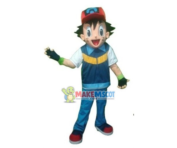 Passionate Boy Ash Ketchum Mascot Costume Passionate Boy Ash Ketchum Mascot Costume