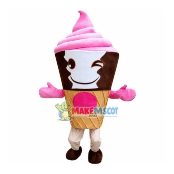 Cartoon Sweet Strawberry Ice Cream Mascot Costume Cartoon Sweet Strawberry Ice Cream Mascot Costume