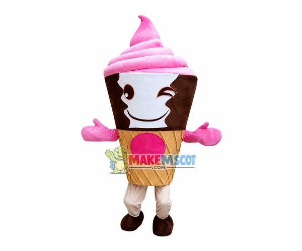 Cartoon Sweet Strawberry Ice Cream Mascot Costume Cartoon Sweet Strawberry Ice Cream Mascot Costume