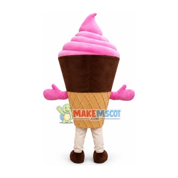 Cartoon Sweet Strawberry Ice Cream Mascot Costume Cartoon Sweet Strawberry Ice Cream Mascot Costume
