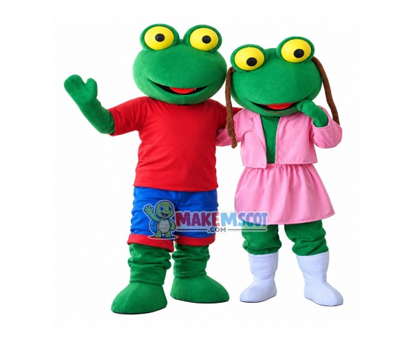 Pair of Pepe Frogs Couple Mascot Costume Pair of Pepe Frogs Couple Mascot Costume