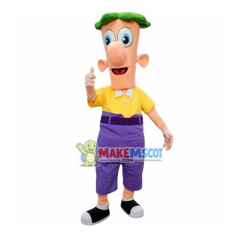 Active Ferb Fletcher With Purple Suit Mascot Costume Active Ferb Fletcher With Purple Suit Mascot Costume