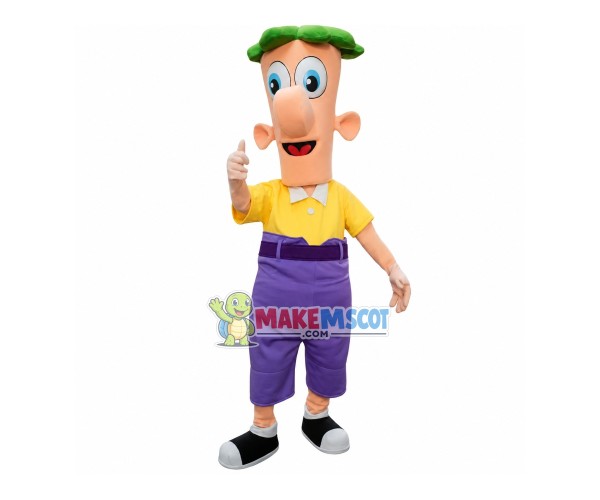Active Ferb Fletcher With Purple Suit Mascot Costume Active Ferb Fletcher With Purple Suit Mascot Costume