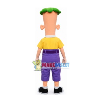 Active Ferb Fletcher With Purple Suit Mascot Costume Active Ferb Fletcher With Purple Suit Mascot Costume