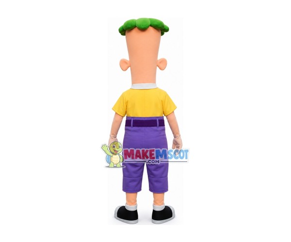 Active Ferb Fletcher With Purple Suit Mascot Costume Active Ferb Fletcher With Purple Suit Mascot Costume