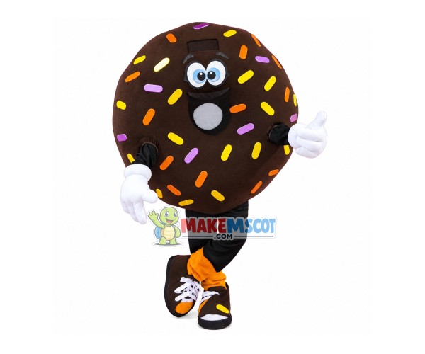 Chocolate Donut Covered With Sugar Granules Mascot Costume