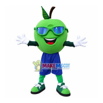 Cool Green Apple With Glasses Mascot Costume Cool Green Apple With Glasses Mascot Costume