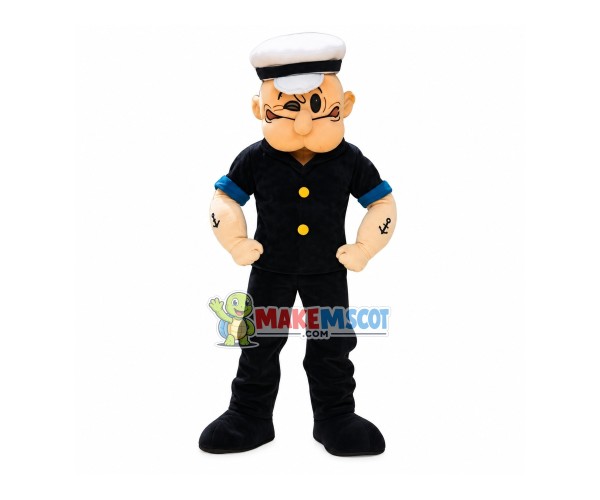 Strong Popeye the Sailor Mascot Cartoon Costume