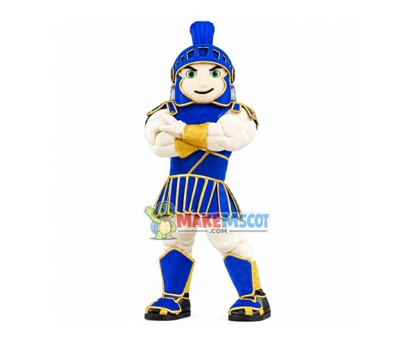 Proud Muscular Blue Warrior Mascot Costume Proud Muscular Blue Warrior Mascot Costume