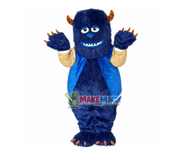 Dark Blue Monster Sullivan In Baseball Jacket Mascot Costume Dark Blue Monster Sullivan In Baseball Jacket Mascot Costume