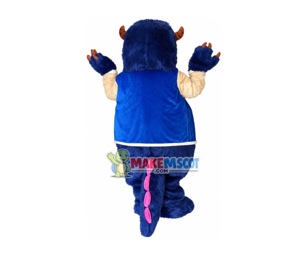 Dark Blue Monster Sullivan In Baseball Jacket Mascot Costume Dark Blue Monster Sullivan In Baseball Jacket Mascot Costume
