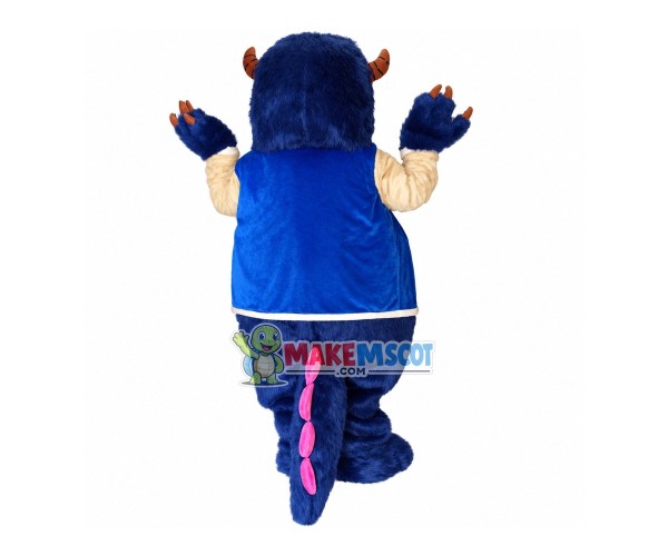 Dark Blue Monster Sullivan In Baseball Jacket Mascot Costume Dark Blue Monster Sullivan In Baseball Jacket Mascot Costume