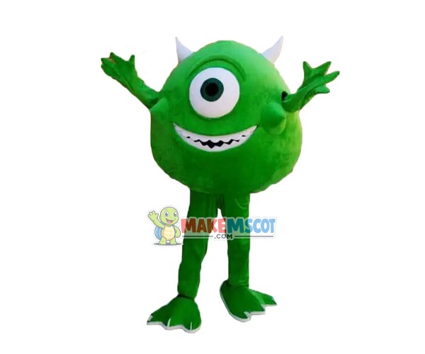 Green Monocular With Small Horns Mascot Costume Green Monocular With Small Horns Mascot Costume