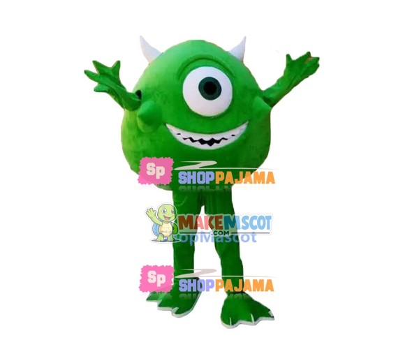 Green Monocular With Small Horns Mascot Costume Green Monocular With Small Horns Mascot Costume