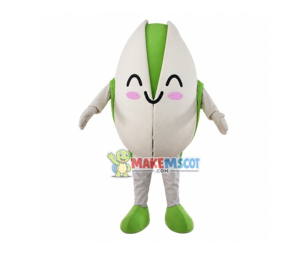 Pistachio With Green Introduction Card Mascot Costume Pistachio With Green Introduction Card Mascot Costume