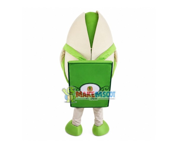 Pistachio With Green Introduction Card Mascot Costume Pistachio With Green Introduction Card Mascot Costume