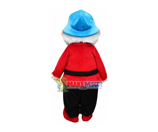 Wise Dwarf With Red Outfit Mascot Costume Wise Dwarf With Red Outfit Mascot Costume