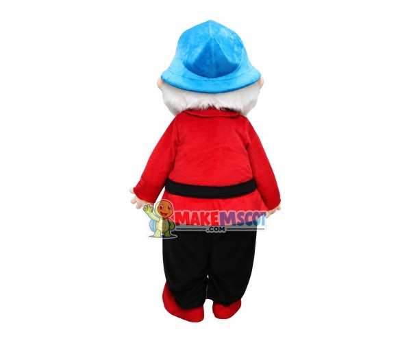 Wise Dwarf With Red Outfit Mascot Costume Wise Dwarf With Red Outfit Mascot Costume
