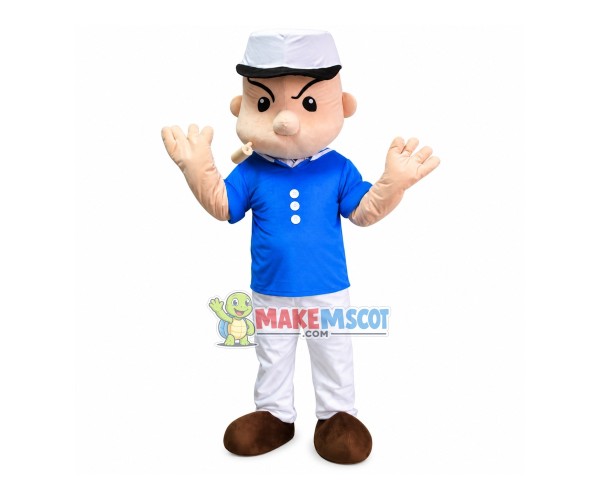 Popeye the Sailor In Blue Suit Mascot Costume Popeye the Sailor In Blue Suit Mascot Costume