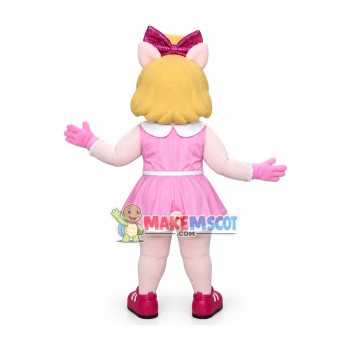 Pig Sister With Pink Princess Dress Mascot Costume Pig Sister With Pink Princess Dress Mascot Costume