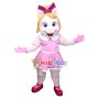 Pig Sister With Pink Princess Dress Mascot Costume