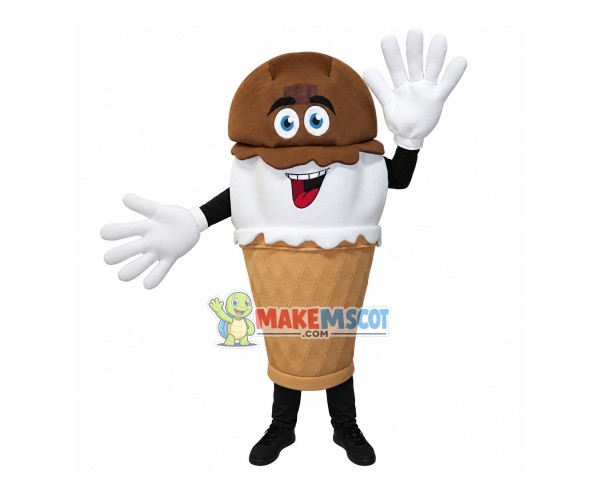Lovable Chocolate Cone Mascot Costume Lovable Chocolate Cone Mascot Costume