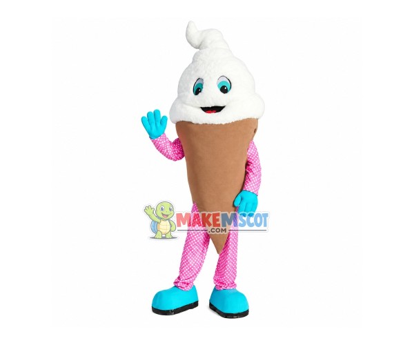 Marshmallow Ice Cream Cone Mascot Costume Marshmallow Ice Cream Cone Mascot Costume