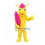 Bright Yellow Horse With Long Tail Mascot Costume