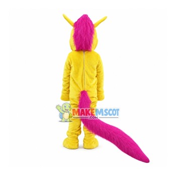 Bright Yellow Horse With Long Tail Mascot Costume Bright Yellow Horse With Long Tail Mascot Costume
